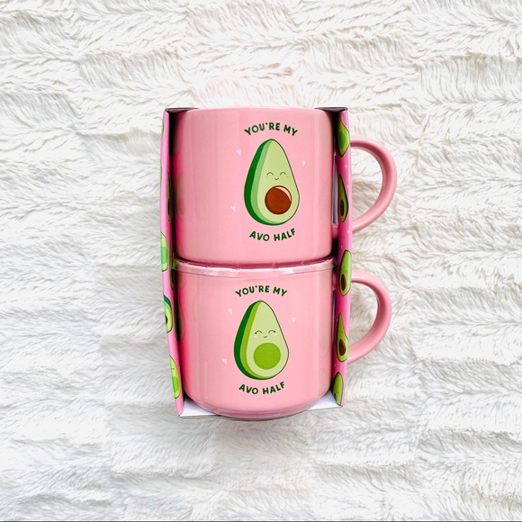 Elum Designs Other - Avocado Couples Pink Mug Set by Elum Designs
